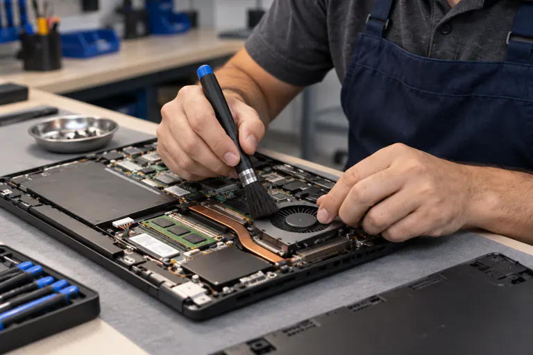 Imagen representativa de limpieza interna del ventilador de una laptop
